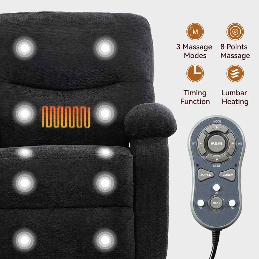 English Elm Hot Massage Rocking Swivel Lounge Chair with Heat Lumbar Support and Cup Holder W5029P388741