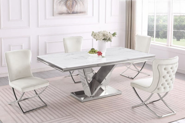English Elm Modern Tufted Velvet Dining Chairs Glam Button Back Chrome Legs Set of Two B011P446648