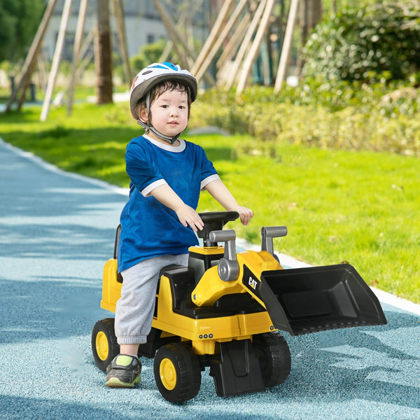 English Elm Aosom Cat Licensed Toddler Ride on Excavator Foot to Floor Digger with Working Shovel W2225P229091