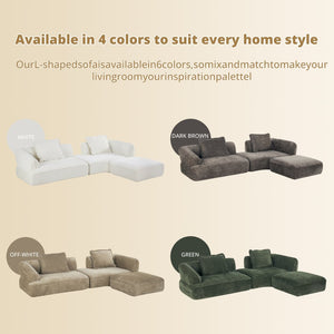 English Elm 122" L-shaped Sectional with Deep Chaise High Density Foam Low Profile Living Room Sofa Beige N767P371309W