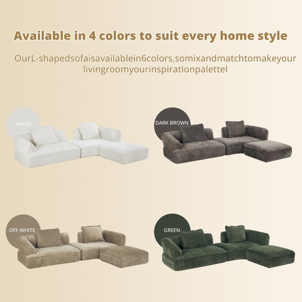 English Elm 122" L-shaped Sectional with Deep Chaise High Density Foam Low Profile Living Room Sofa Beige N767P371309W