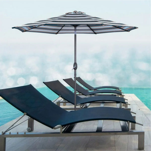 English Elm 9 Ft Striped Outdoor Patio Umbrella with Crank Tilt Aluminum Pole Uv Protection B082P454949