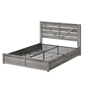English Elm Full-size Storage Bed Barn Door Headboard Led Lighting Four Drawer Farmhouse Frame W5026P429541