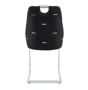 English Elm Dining Chairs Set Of 4, Modern Black Faux Leather With Gold Mesh, High-Back Comfort For Any Room W3493P356395