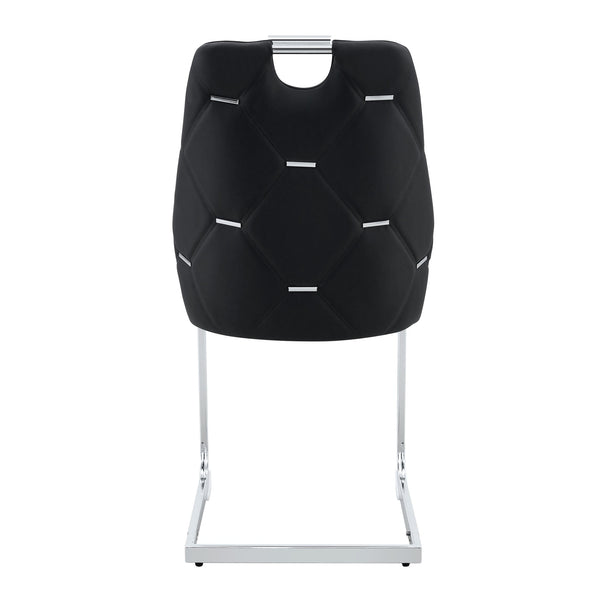 English Elm Dining Chairs Set Of 4, Modern Black Faux Leather With Gold Mesh, High-Back Comfort For Any Room W3493P356395