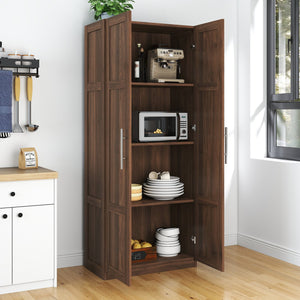 English Elm Pantry Cabinet with 2 Doors & 3 Shelves, Adjustable Tall Freestanding Kitchen Storage Cupboard for Home Organizing W331S00185