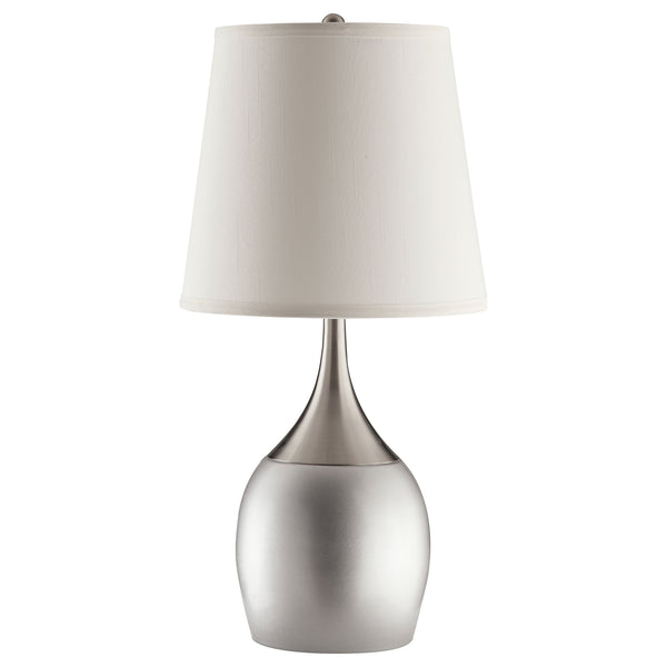 English Elm Droplet Silver Urn Table Lamp Set of 2 with Chrome Accents and Empire Shade – Modern 24" Elegance B062P328710