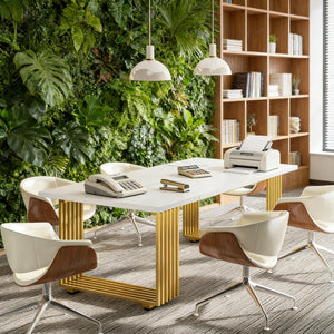 English Elm Industrial Executive Wood Desk with Rustic Brown Veneer for Home Office Workspaces T3971P450503