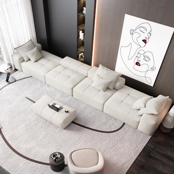 English Elm Modern Oversized Modular Sectional Sofa, Soft Sparkling Chenille With 6 Pillows - No Assembly Needed! W1885S00077