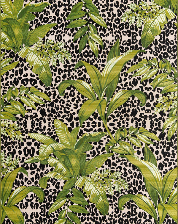 Unique Loom Outdoor Botanical Andromeda Machine Made Botanical Rug Green, Ivory/Olive/Black 7' 10" x 10' 0"