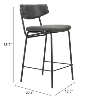 Charon Counter Stool - Set of 2 Vintage Black 110263 Zuo Modern