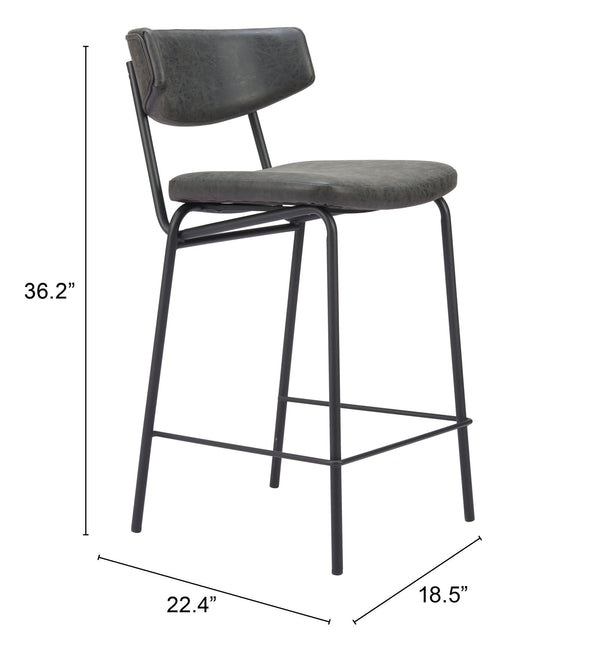 Charon Counter Stool - Set of 2 Vintage Black 110263 Zuo Modern