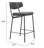 Charon Counter Stool - Set of 2 Vintage Black 110263 Zuo Modern