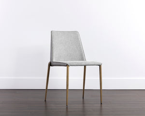 Sunpan Renee Stackable Dining Chair Set of 2 - Modern Minimalist Design with Antique Brass Legs for Urban Spaces Belfast Heather Grey / Bravo Metal
