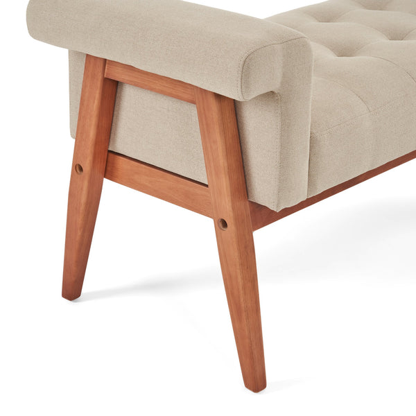 English Elm Christopher Knight Home® - Elegant Beige Linen Tufted Ottoman — Sturdy Pine Frame, Breathable Cushioning, 300lb Capacity, Versatile Accent Seat N769P231528A