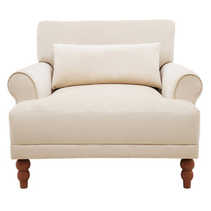 English Elm Mirod Oversized Polyester Accent Chair with Column Legs and Ergonomic Lumbar Support Beige N760S0000028B