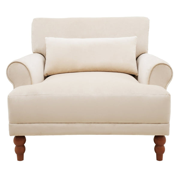 English Elm Mirod Oversized Polyester Accent Chair with Column Legs and Ergonomic Lumbar Support Beige N760S0000028B