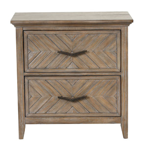 English Elm Madsenor Brown 2-Drawer Nightstand With Metal Handles