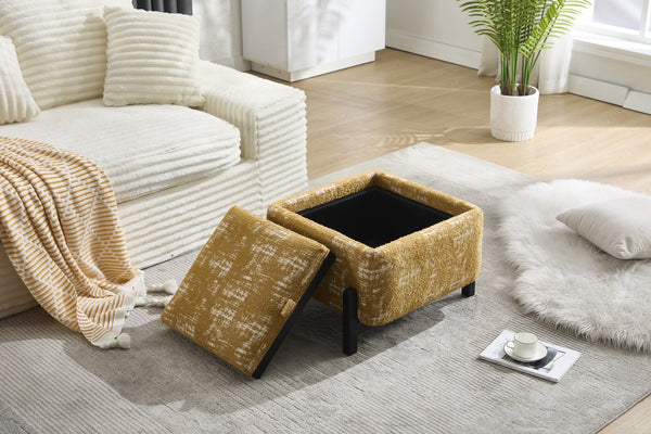 English Elm Modern minimalist living room table with polyester finish, compact 22" square, lightweight elegant design Yellow W2100P263010