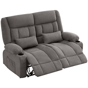 English Elm Recliner Oversized Manual Loveseat with Cup Holders and Side Pocket, Ergonomic 150° Recline, 600lb Capacity Grey W1521S00074