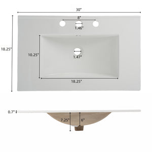 English Elm Christopher Knight Home® - 30" Bathroom Vanity With Elegant Ceramic Sink, Soft-Close Drawers & Fluted Design For Modern Spaces N817P288931N