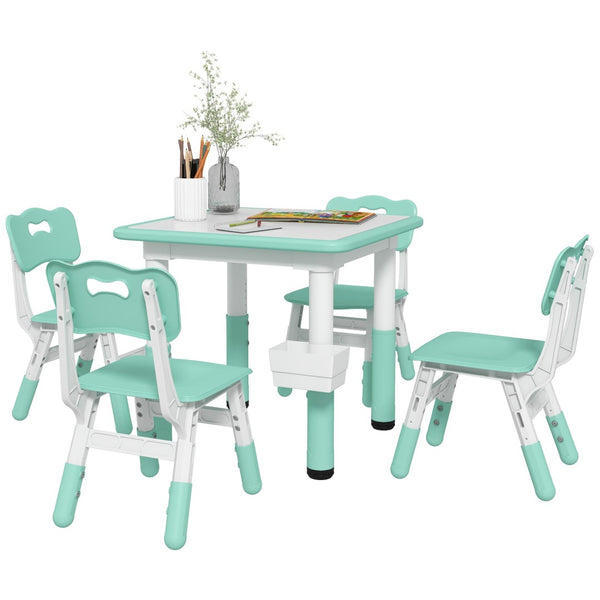 English Elm Qaba Kids Table And Chair Set - Adjustable 5-Piece Toddler Furniture With Storage, Easy Clean! W2225P217317-GIGA