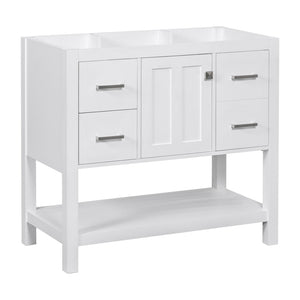 English Elm [cabinet Only] 36 Inch White Bathroom Vanity Oak Build with Usb Port and Open Shelf WF306444AAK