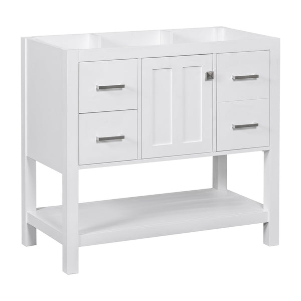 English Elm [cabinet Only] 36 Inch White Bathroom Vanity Oak Build with Usb Port and Open Shelf WF306444AAK