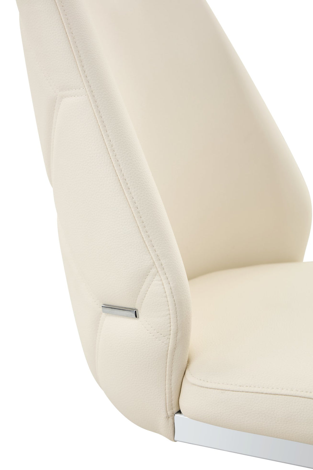 English Elm Dining Chairs Set Of 2, Modern Off-White Faux Leather With Gold Mesh Accent And Chrome Handles W3493P359721