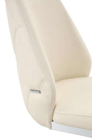 English Elm Dining Chairs Set Of 2, Modern Off-White Faux Leather With Gold Mesh Accent And Chrome Handles W3493P359721