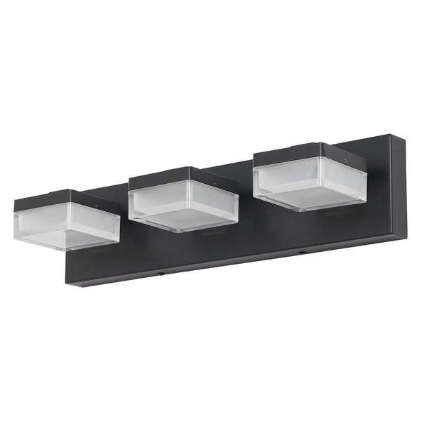 English Elm Modern 3-Light Led Vanity Fixture - Matte Black & Acrylic Over Mirror Light For Contemporary Spaces W2312P374905