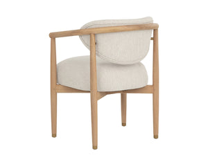 Sunpan SIGRID Dining Armchair - Light Oak Frame, Plush Monument Oatmeal Upholstery for Modern Comfort 112156