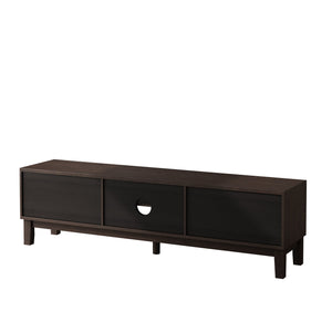 English Elm Modern Mid-Century Media Console with 4 Drawers and Concealed Cable Management, Stylish TV Stand Up to 75" Dark Brown W757P305596