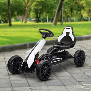 English Elm Aosom Kids Pedal Go Kart with Swing Axle Handbrake and Adjustable Seat for Ages 3 to 8 W2225P217463