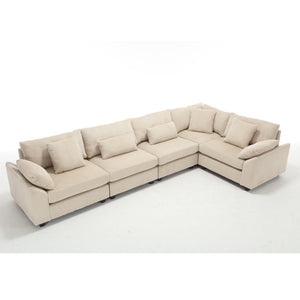 English Elm {New} Oversized Modular Sectional Sofa - Cozy Beige Corduroy, Convertible Design For Stylish Living Spaces W2325S00014-GIGA