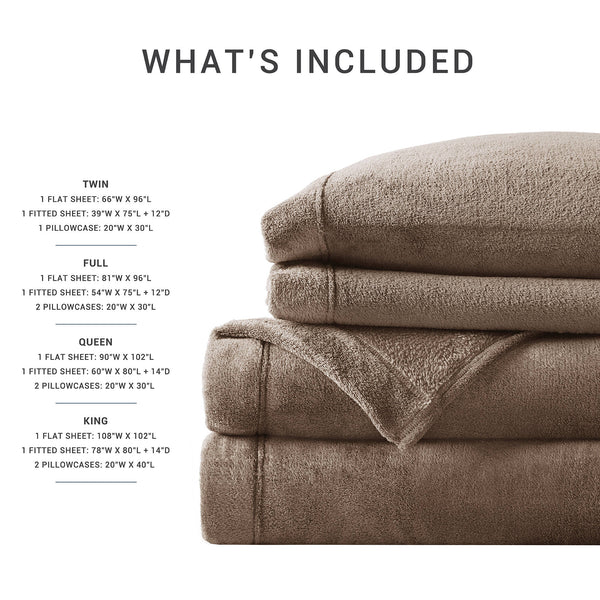 JLA Home True North by Sleep Philosophy - Micro True North Soloft Micro Plush Sheet Set – Brushed Both Sides, Lightweight Warmth, OEKO‑TEX Safe Comfortable Care Brown BL20-0452