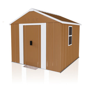 English Elm 6x4 Galvanized Steel Outdoor Storage Shed with Sliding Door and Weatherproof Roof W2700P344173