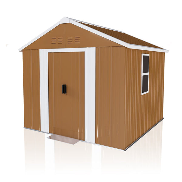 English Elm 6x4 Galvanized Steel Outdoor Storage Shed with Sliding Door and Weatherproof Roof W2700P344173