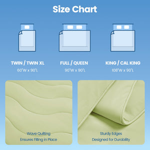 English Elm 1-piece Queen Cooling Comforter Nylon Spandex Shell Wave Quilted Breathable Lightweight Fill Sage B035P408414