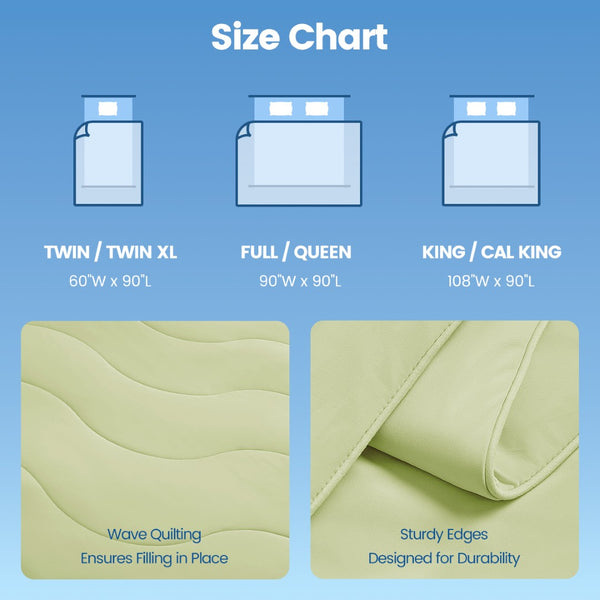 English Elm 1-piece Queen Cooling Comforter Nylon Spandex Shell Wave Quilted Breathable Lightweight Fill Sage B035P408414