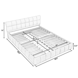 English Elm Queen Chenille Upholstered Platform Bed with Storage Drawers and Padded Headboard Blue+Green W487P235285
