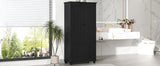 English Elm Tall Storage Cabinet With Three Drawers For Bathroom/Office, Black