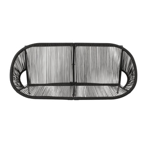 English Elm Christopher Knight Home® - NUSA Faux Wicker 3-Piece Outdoor Patio Chat Set with Rustproof Iron Frame, Curved Club Chairs & Loveseat Black NUSA3PCSETBLK