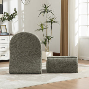 English Elm 24.8 Inch Chenille Armless Accent Chair with Matching Storage Ottoman for Any Room Green W3098P451470