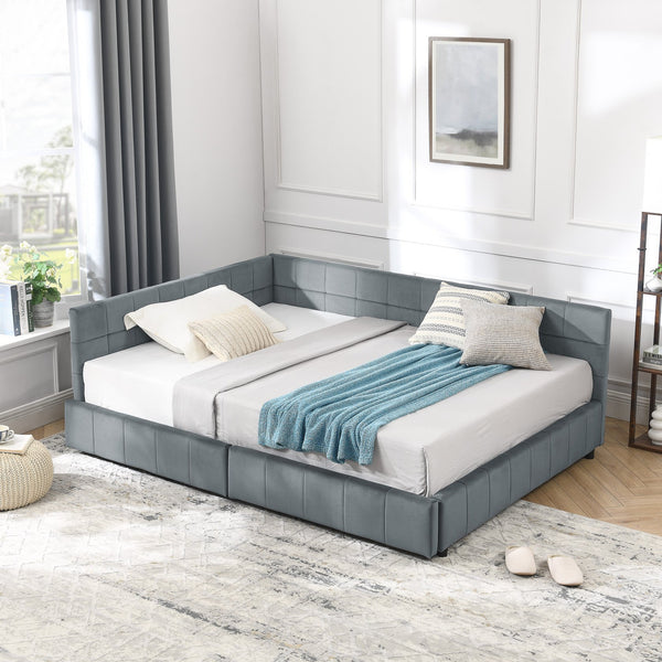 English Elm Full Size Velvet Upholstered Tufted Sofa Bed Frame With Storage, Grey Loveseat & Comfortable Seating W487S00308