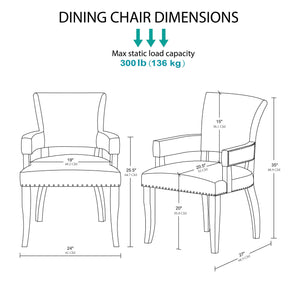 JLA Home Madison Park - Arm Dining Chair with Nailhead Trim, Tailored Upholstery, Padded Arms & Hardwood Frame for Dining Rooms FPF20-0387