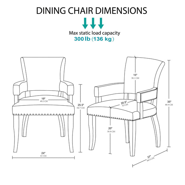 JLA Home Madison Park - Arm Dining Chair with Tailored Upholstery & Nailhead Trim, Padded Arms, Hardwood Frame for Elegant Dining MP100-0042