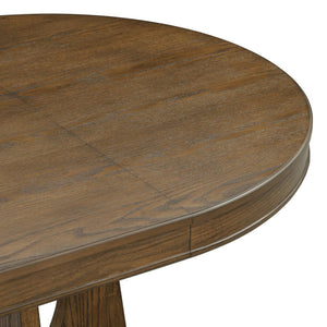 English Elm Trexm Extendable Round Dining Set Oak Veneer Sculptural Base Seats Four to Six Walnut ST000131AAP-2026