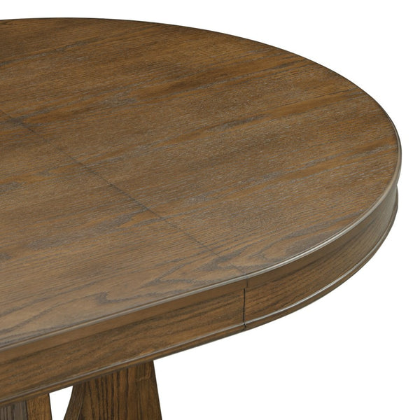 English Elm Trexm Extendable Round Dining Set Oak Veneer Sculptural Base Seats Four to Six Walnut ST000131AAP-2026