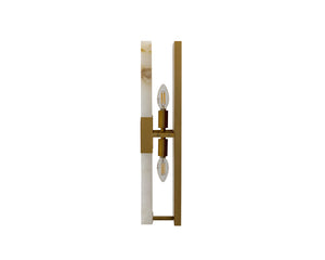 Sunpan Rovira Table Sconce - Hand Carved Alabaster & Brushed Gold Iron Base for Soft Ambient Glow